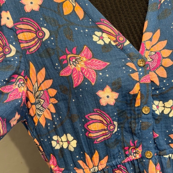 Marine Layer Navy Floral Tiered Midi Dress - Size Medium - Picture 5 of 6